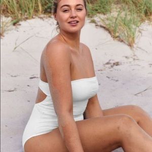 Aerie Daisy Jacquard Bandeau One Piece Swimsuit